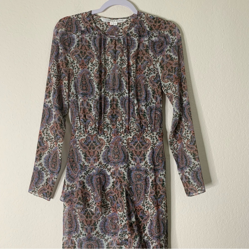 Veronica Beard Womens Sazan Long sleeve paisley midi dress 2 - Picture 4 of 9